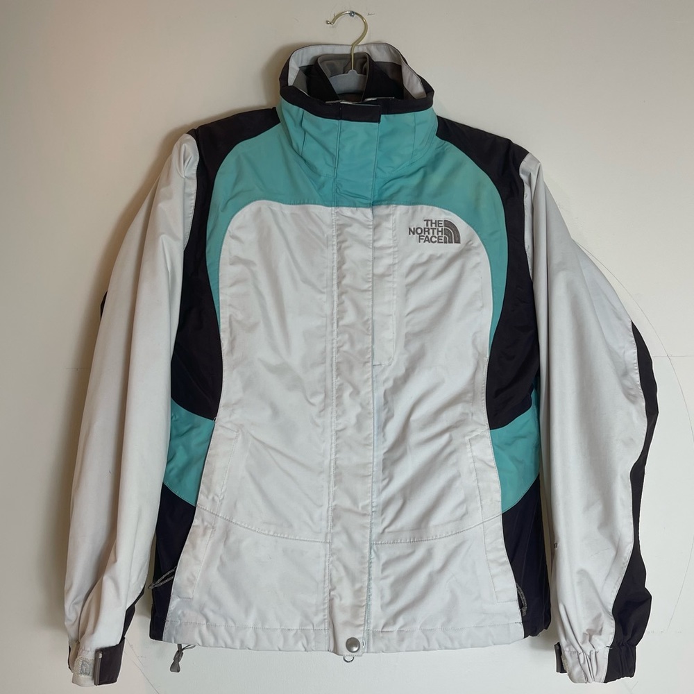 Women’s North Face Winter Ski Snowboard Jacket Coat White Brown Turquoise - S